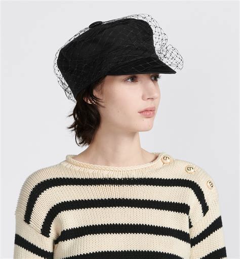 dior arty cap|CHRISTIAN DIOR Cotton Canvas Arty Cap with Veil 58 Black .